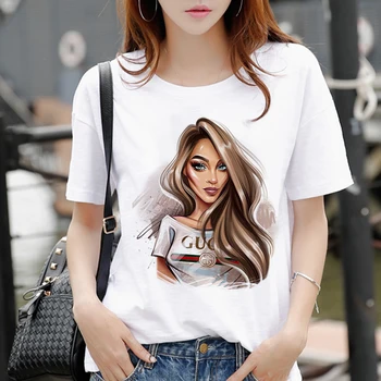 Uus naiste valge Tshirt Harajuku Ilu puhub mullid trükitud T-Särk vogue ilus tüdruk riietus Vaba aja veetmise naiste T-särk Tops