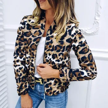 Mood Naiste Pikk Varrukas Kampsun Kampsun Top Daamid Vabaaja Leopard Printida Kampsun Lukuga Lühike Outwear Jope Mantel