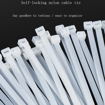 100/200 TK Must ja Valge Self-locking Plastikust Nylon Cable Tie 4x150-4x250 Fikseeritud Ringi Nylon Cable Tie Kõrge-tugevus Tõmblukk Komplekt