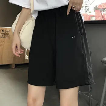 Spordi Püksid Must suur rasva lahti mm kõrge vöökoht kanda suvel uued vabaaja püksid naiste korea lai jalg püksid
