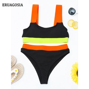 Kõrge Vöökoht Õmblemine Push Up Bikinis Ujumistrikood Naiste Ujumisriided 2021 Bikiinid Komplekti Naiste Trikoo Brasiilia Biquini Beachwear