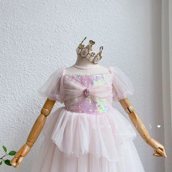 Tüdrukud 2021 suvel uus Aisha Aisha välis-printsess kleit lühikeste varrukatega kleit võre