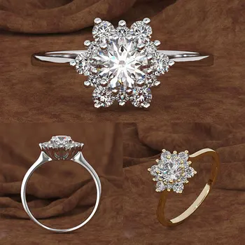 Crystal Elegantne Sõrme Sõrmus Naistele Sõrme Decor Abielusõrmus Pruut Pool Ehted Loominguline Lumehelves Kuju Ehted Kingitused