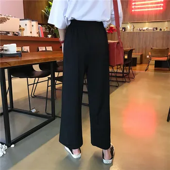 Püksid Naiste Tahke Ulzzang Streetwear Mugav Kõik-match Suvel Trendikas Uus korea Stiilis Lahtine Kõrge Vöökoht Püksid vett hülgav