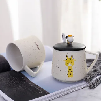 480 Ml Stereo Beebi Kaelkirjakud Keraamiline Tass kaanega Cartoon Loominguline Kohvi Tass koos Lusikaga Kruus Tass
