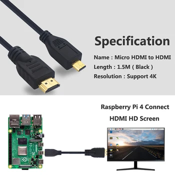 ITINIT R94 Jaoks Vaarika Pi 4 Micro HDMI-HDMI Kaabli Glod-Kroomitud 3D Kaabel Adapter HDTV Tabel Telefon Vaarika Pi 4 Näidis B