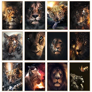 Loomade Kunsti 5D Diamond Maali Lõvi, Leopard, Tiiger Loomade DIY Diamond Inkrusteeritud Diamond Tikandid ristpistes Kit Kodu Kaunistamiseks