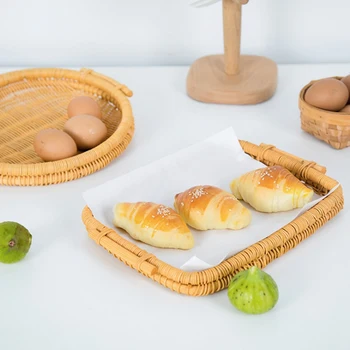 Käsitsi Valmistatud Rotangist Kootud Puu-Leiva Korvi Köök Suupisteid Sushi Magustoit Teenindavad Plaat Kodus