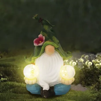 Päikese Kääbus Skulptuurid Näota Gnome LED Tuled Haldjas Aia Kaunistamiseks Väljas Kujud Home Decor Hõõguv Figuriin jardinage