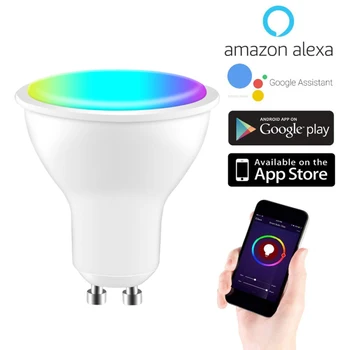 GU10 LED Lamp Värv Tõmbamisega Sise-RGB+CCT hääljuhtimine 220-240V Reguleeritav Smart Pirn Alexa Google Kodu