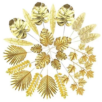 Kunstlik Lehed Kuld Palmi Lehed Kuldne Troopiliste Taimede Palm Jätab Pulmad Kodus DIY Kaunistused Tarvikud