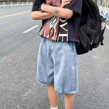 Lühikesed püksid meeste 2021 suvel Hong Kong stiilis uued lahtised õpilane sirge lai jalg vabaaja viie punkti püksid korea teksad