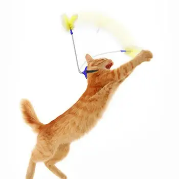 Faux Feather Cat Teaser Võlukepp Ise Lõbustas Kassipoeg Teaser Mänguasi Naljakas Kass Interaktiivne Mänguasi Peaga Paigaldatud Kevadel Kassi Mänguasi Lemmikloomatarbed