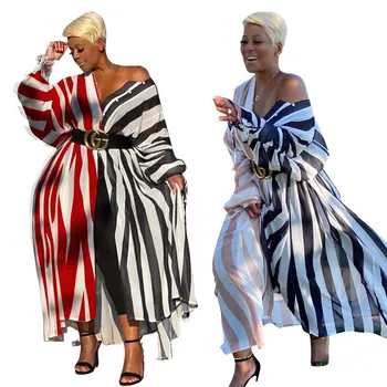 Mood Aafrika Dashiki Suvel Naiste Kleit Triip Prindi Nupud Kleit Pluss Suurus Streetwear Aafrika Kleidid Naistele Vestidos