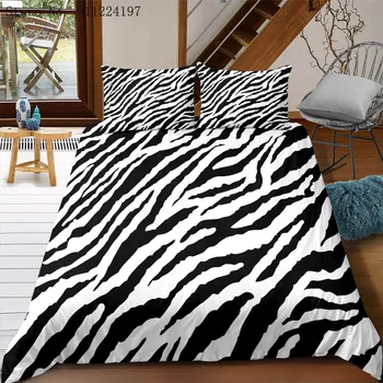 Must Ja Valge Voodipesu Komplekt Leopard Printida Bedclothes Kõrge Kvaliteedi tekikott 240x220cm Ühe Topelt Kuninganna Kuningas Tekk Katab