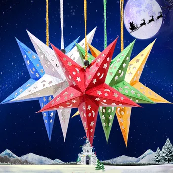 12tk/palju Jõulud Kaunistused Paber Star 6 Värvi Xmas Party Kaunistused Jõulupuu Ripats Home Decor Jõulud Gift30-60cm