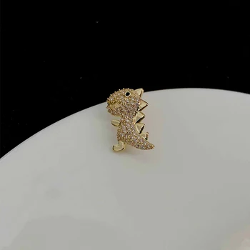 Korea Isiksuse Väike Dinosaurus Sõle Naine Jaapani Armas Peen Kompaktne Mini Gold Pin-Täielik Teemant Tarvikud Korsett