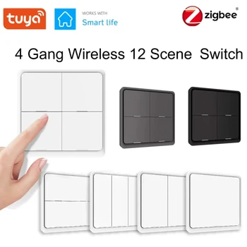 Tuya ZigBee Smart Switch 1-4 Gang Traadita Stseeni Lüliti Nupp On Kontrolleri Aku Jõul Automaatika Stsenaariumi Arukas Elu