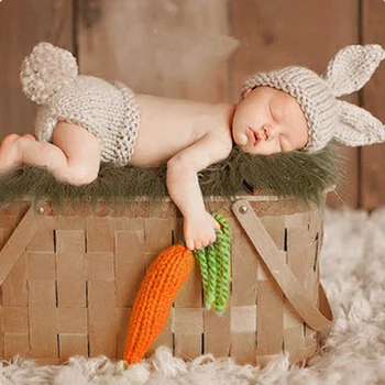 Newborn Baby Photography Props Infant Boy Girl Knit Rabbit Photo Outfits