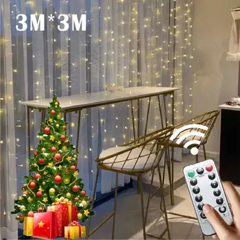 3M LED Kardin Vanik USB String Tuled Haldjas puldiga Uue Aasta Jõulud Puhkus Kaunistused Koju Magamistoa Aken