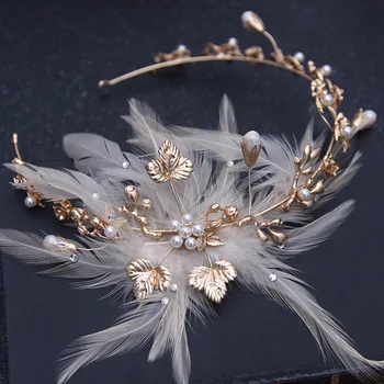 Barokk Vintage Gold Crystal Tiaras Sulgedest Kroonid Pearl Lill Headb Rhinestone Headpiece Naiste Juuksed Tarvikud Pruudi Pulmas