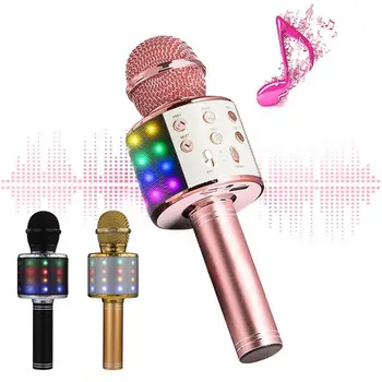 4 1 LED RGB Traadita Bluetooth-Karaoke Mikrofon USB-Mini Kõlari KTV Kodu VDX99