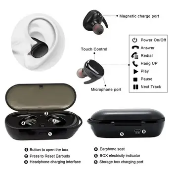 Bluetooth-5.0 TWS Traadita Kõrvaklapid Touch Control Stereo In-ear Kõrvaklapid, Sport Headseat Earbuds