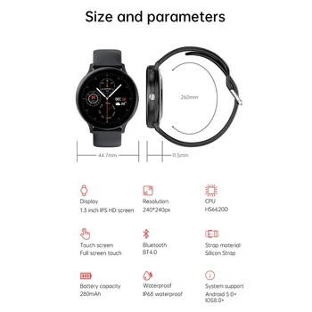 I11 Smart Watch Sport Watch Mees Naiste Kontakti Ekraani+Nuppu Operatsiooni Veekindel Bluetooth Fitness Vaadata,Must,1.3 Tolli