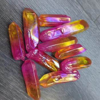 Galvaniseeritud Punane Titanium Rainbow Aura Lemuurlane Quartz Crystal Punkti Tervendav Kivid Decor Loodusliku Kvartsi Kristallid
