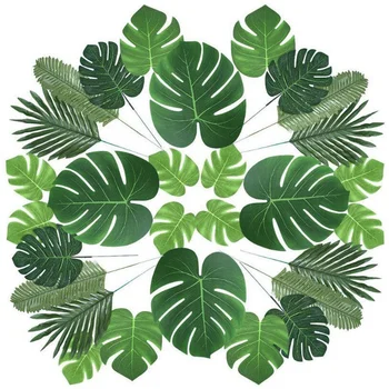 Palm Jätab Kunstliku Troopilise Monstera - 84 Tk Roheline Võltsitud Palm Leaf Teenetemärkide Varred Havai Luau Pool