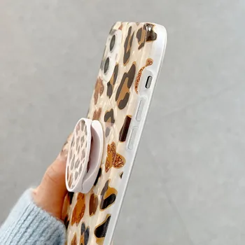 Leopard Conch Silikoon Telefon Case For iphone 11 12 Mini Pro XS Max XR-X SE 2020 7 8 6S 6 Pluss Kaas Käepide Seista Omanikule Tagasi Kest