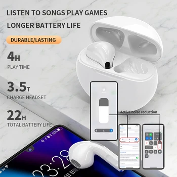 TWS Pro6 Traadita Kõrvaklapid, Bluetooth Kõrvaklapid Earbuds Kõrva Bods Stereo Sport Veekindel Peakomplekt, Millel Laadimise Kasti Mikrofon
