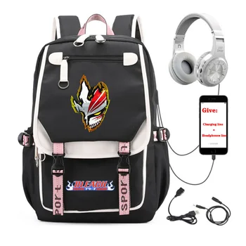 Anime Bleach seljakott Unisex Reisi Seljakott õpilane Kooli raamat Kott, USB Laadimine teismelised Sülearvuti packsack