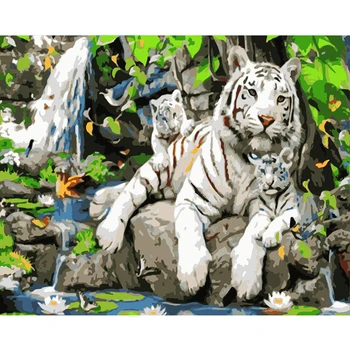 Õlimaal Numbrid Loomade DIY Kodu Kaunistamiseks tiger Numbrid Ninasarviku Joonis Lõuendil Handpainted Kingitus