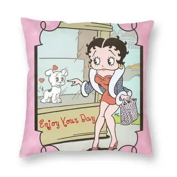 Betty Boop Padi kahepoolne 3D Print Vintage Cartoon Graafika Viska Padi puhul elutuba Padjapüür Home Decor