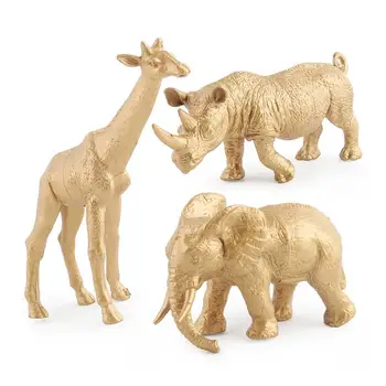 Realistlik Metsloomade Mudel Kuld Versioon Figuriin Lõvi, Elevant, Ninasarvik Rohumaa Loomade Simulatsiooni Hariduslik Mänguasi Lastele