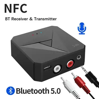 Bluetooth-5.0-Vastuvõtja, Saatja, NFC Heli Muusika Stereo Traadita Adapter, 3,5 MM Pistik RCA Adapter Kõlar TV Auto PC
