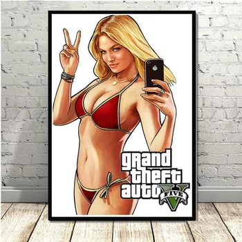 Video Mängu Gta 5 Grand Theft Auto Kunst Decor Foto Kwaliteit Lõuend Schilderij Home Decor Plakat Woonkamer Muur Decor