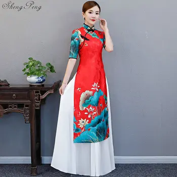 2019 Vietnam aodai Hiina traditsiooniline Riietus Naine Qipao pikk Hiina Oriental kleit kaasaegne cheongsam ao dai Q738