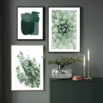 Rohelise taime agave taimede tekstiilkiud cactus Line geomeetria Abstraktse Seina Art Print Lõuend Maali Nordic Plakati Jaoks, elutuba, Tuba Decor Seina Pildid