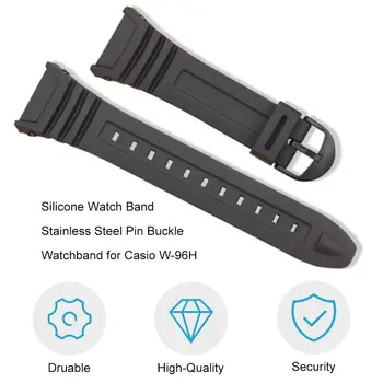 Silikoon Watch Band Roostevabast Terasest Pin-Luku Watchband jaoks Casio W-96H Sport Meeste ja Naiste Rihm Käevõru uus