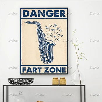 Saksofon Saksofonist Plakat Oht Fart Tsooni Naljakas, Wc, Tualett, Tualett-Seina Art Prints Home Decor Lõuend Kingitus Ujuvad Raam