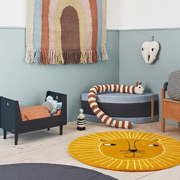 Beebi Mängida Matid Indekseerimise Loomade Ümmargune Vaip Kids Room Põrandavaibad Ring Cartoon Lõvi Puuvill Pad Lastele Ruumi Kaunistamiseks