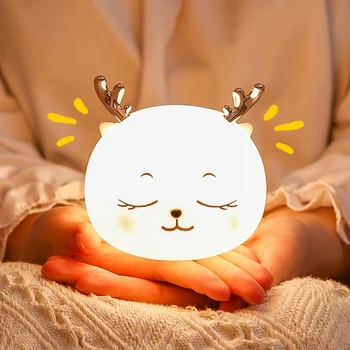 H7JB Christmas Cartoon Hirv Öö Valguses Värvilisi Silikoon LED Lamp, USB Laetav