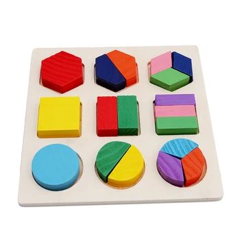 Beebi Värvikas Puidust Hoone Blokeerida Montessori Alguses Haridus Mänguasjad Intellektuaalse Geomeetria Mänguasi Kogumispunkt Plokid Hobid
