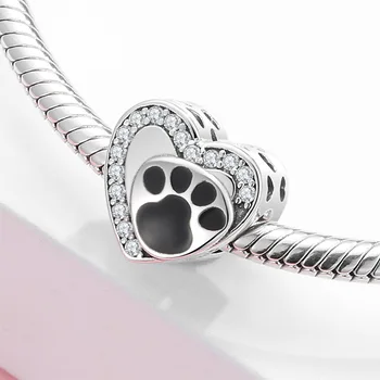 Sobivus Originaal Pandora S925 Sterling Silver Koer element koera jälg Pärlitest ripats DIY tarvikud lahtiste pärlitega hõbe ehted