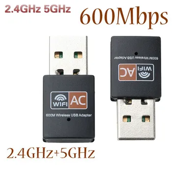 Usb Wifi Adapter 2,4 Ghz, 5 ghz 600Mbps Wifi Antenn Dual Band 802.11 b/N/G/Ac mini Draadloze Arvuti Netwerkkaart Ontvanger