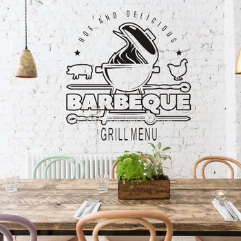 Barbeque Restoran Kleebis Decor Grill Menüü Vinüül Seina Decal Köök Söögituba Kleebis Baar Juua Kunst