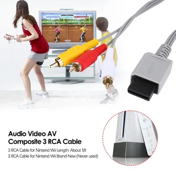 1.8 meetri kullatud AV Audio-Video Composite 3 RCA Kaabel Nintend Wii