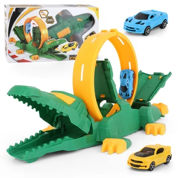 Laste DIY Mänguasi Mudel Krokodill Jälgida Tõmba Tagasi Auto Paindlik Track Auto Mänguasjad, Laste Võidusõidu Painutada Auto Autod 2
